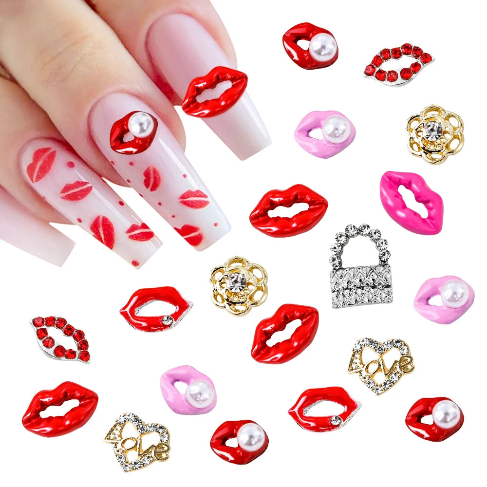 Luxury Lips Nail Charms 3D